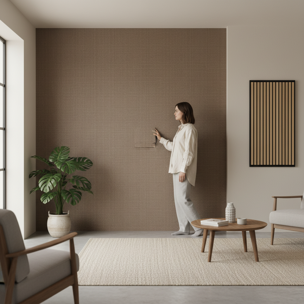 824. Japanse stof - Japandi Taupe Dark - Renderique Photo 1