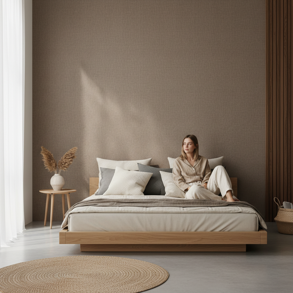 824. Japanse stof - Japandi Taupe Dark - Renderique Photo 1
